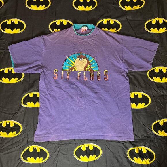 Vintage Retro 1991 Looney Tunes Six Flags Tasmanian Devil T-Shirt - Picture 1 of 8